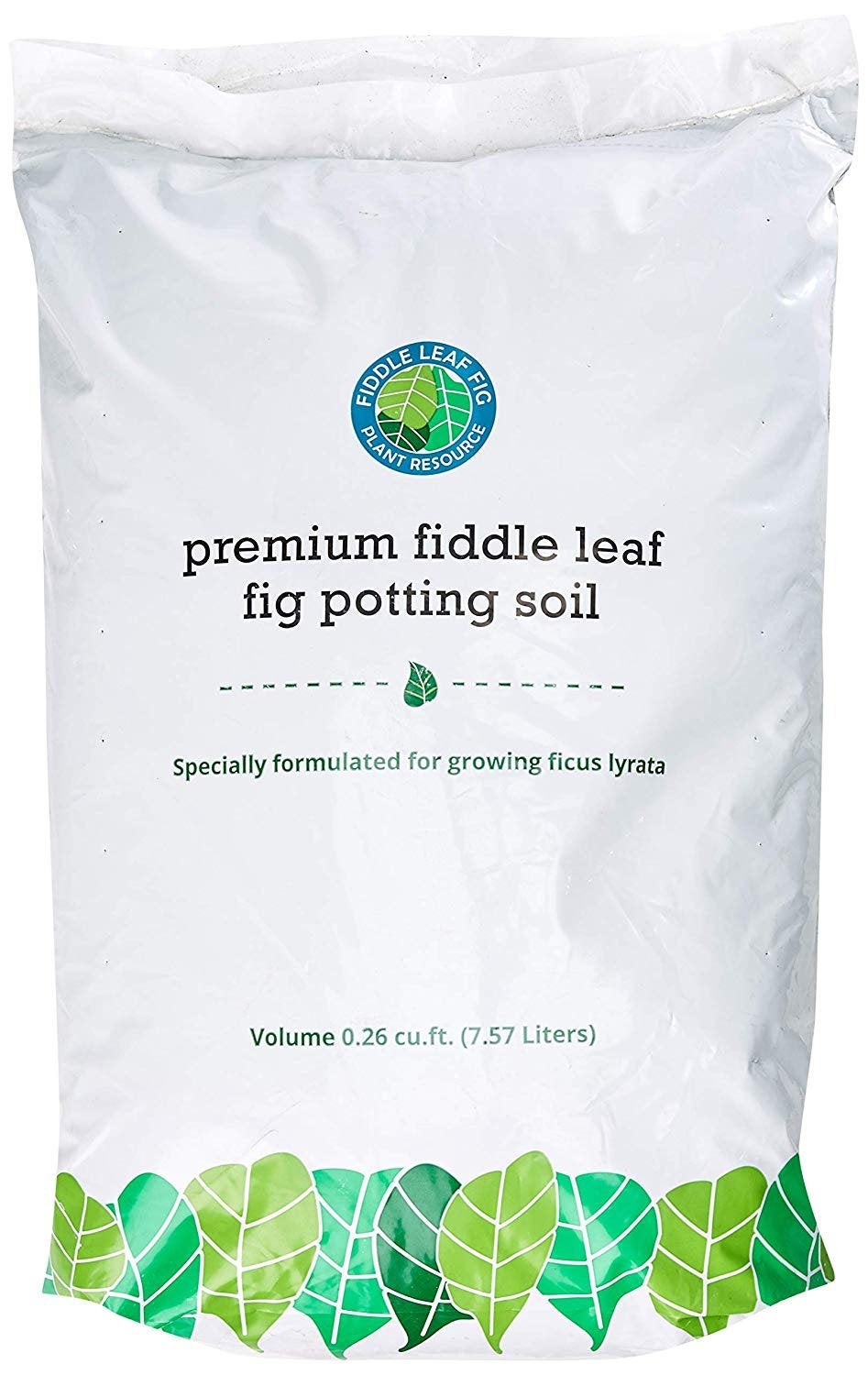 A bag of premium fg potting soil.